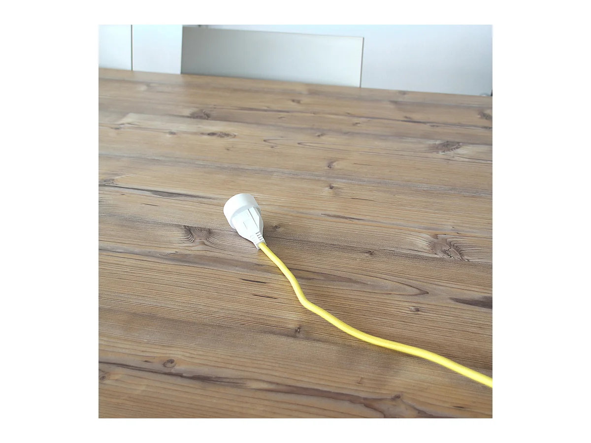 Cabo de extensão têxtil Schuko, plugue plano, 3m - verde - Chacon