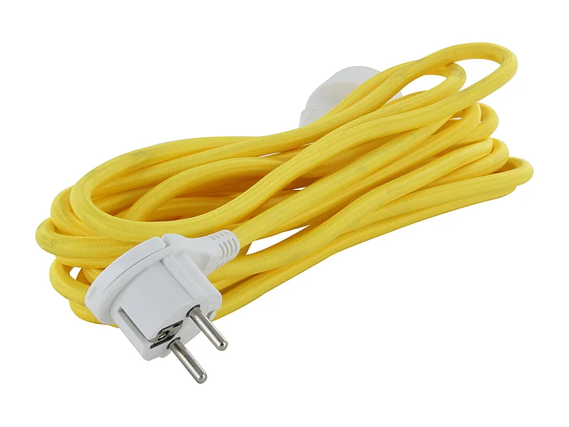 Cabo de extensão têxtil Schuko, plugue plano, 3m - verde - Chacon