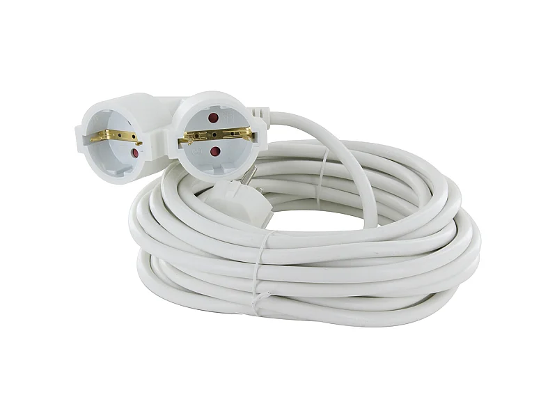 Prolongateur Schuko double tête 5m - Blanc - Chacon