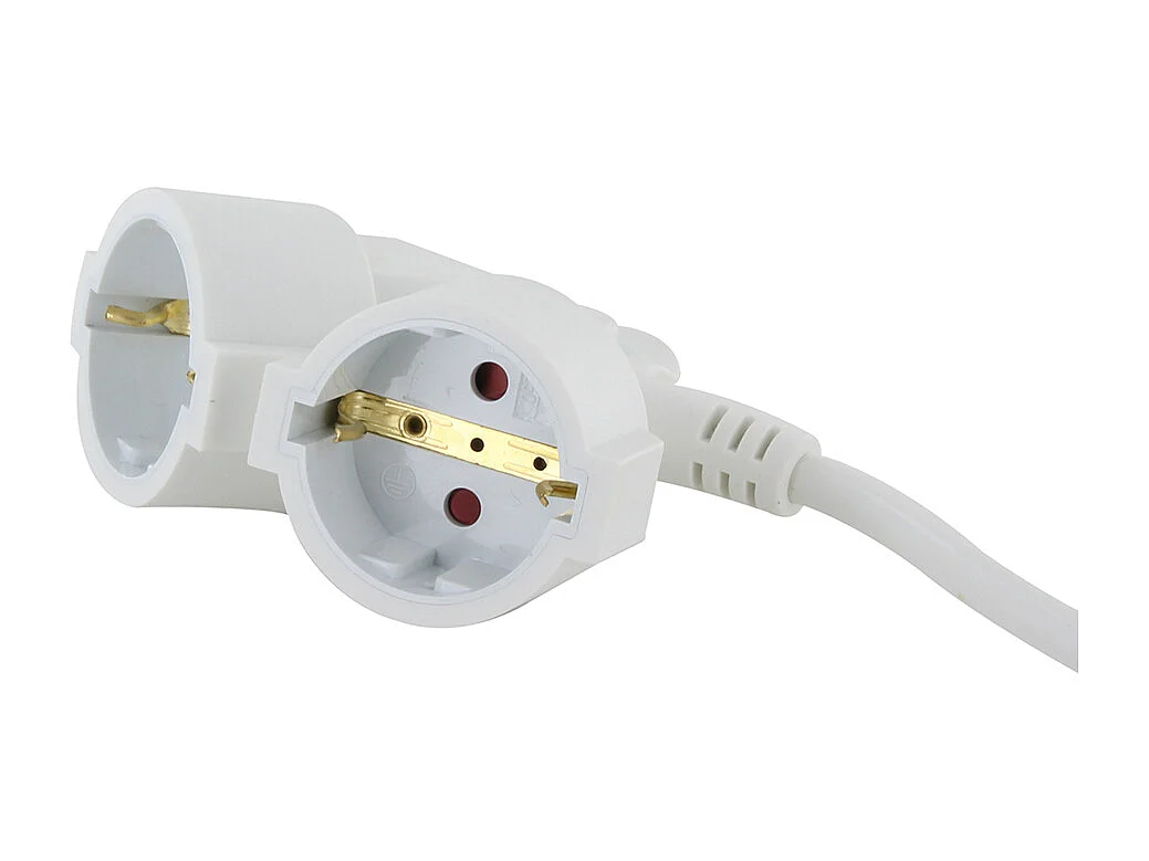 Prolongateur Schuko double tête 5m - Blanc - Chacon