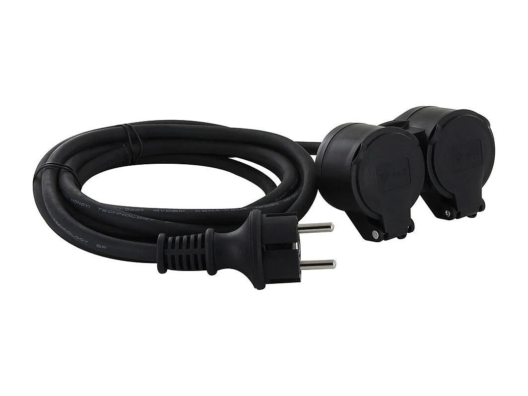 Prolongateur Schuko double tête 5m - IP44 - Chacon