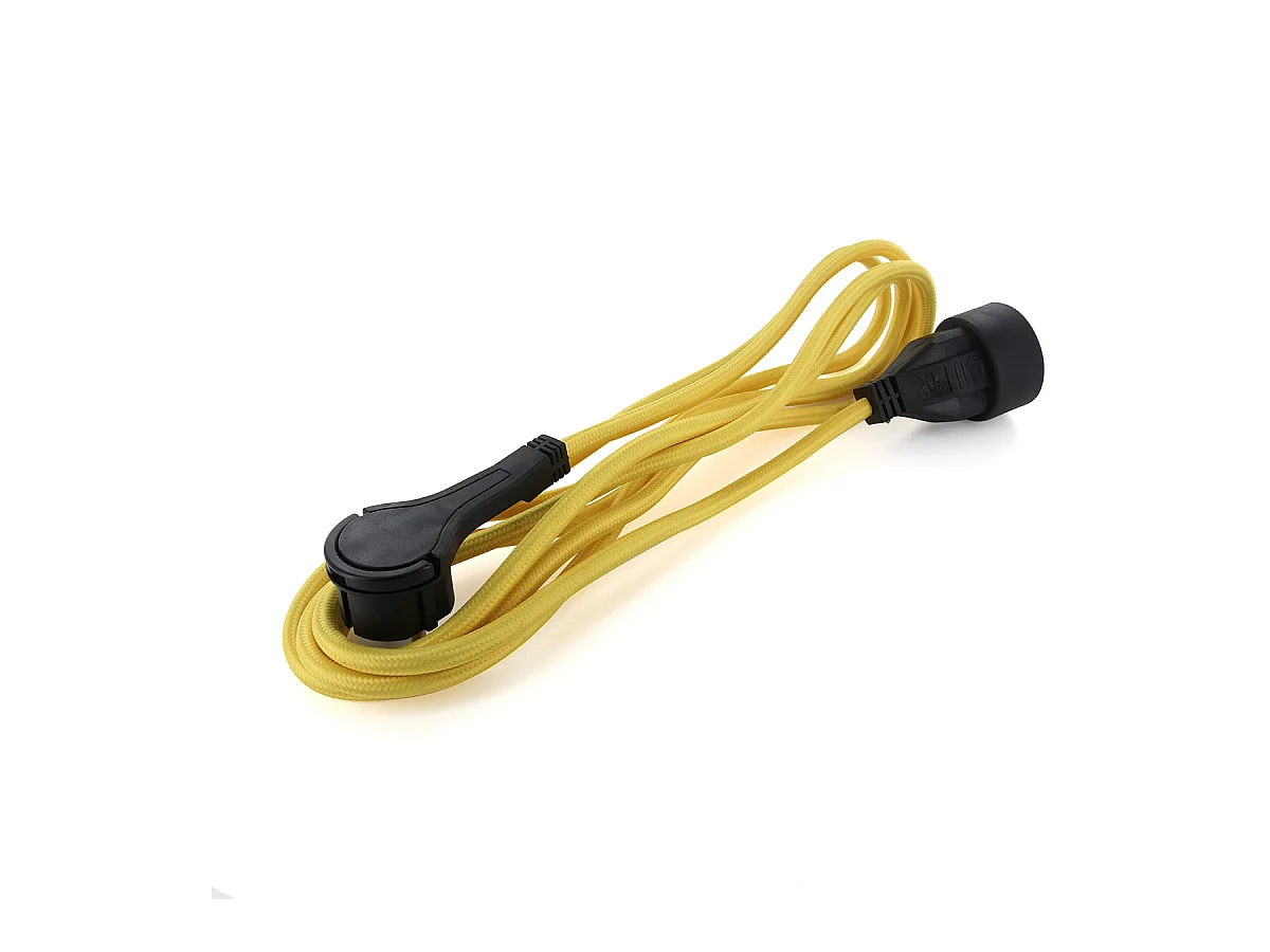 Cabo de extensão têxtil Schuko, plugue plano, 5m - verde - Chacon