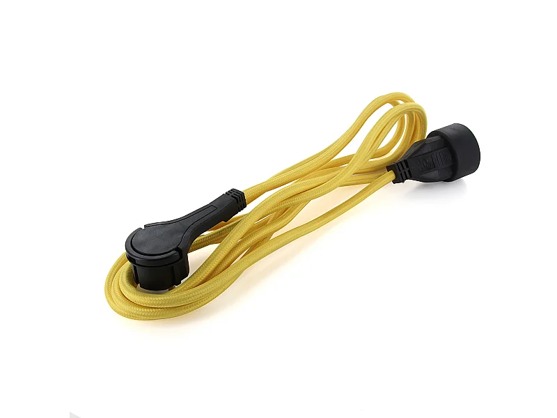 Cabo de extensão têxtil Schuko, plugue plano, 5m - verde - Chacon