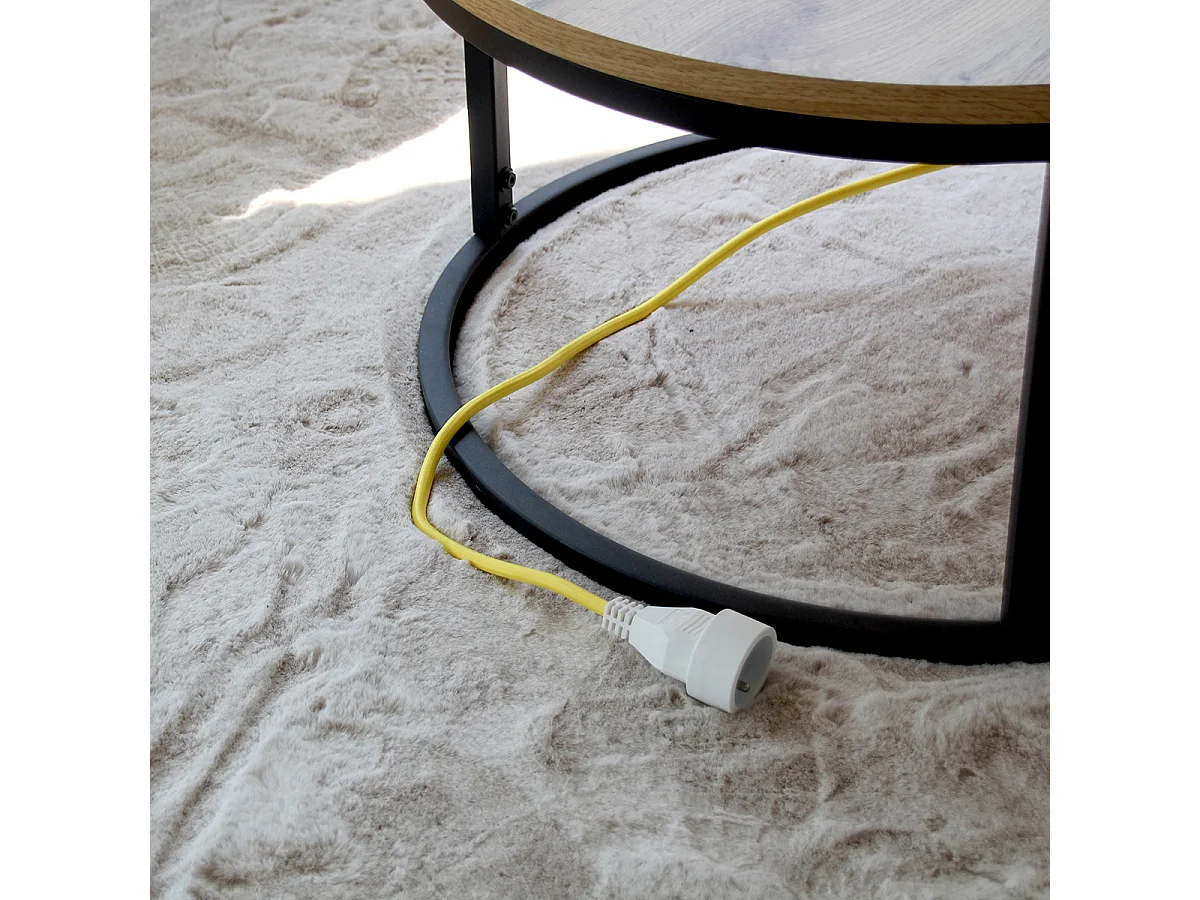 Prolongateur textile fiche plate 5m - Jaune et Noir - Chacon