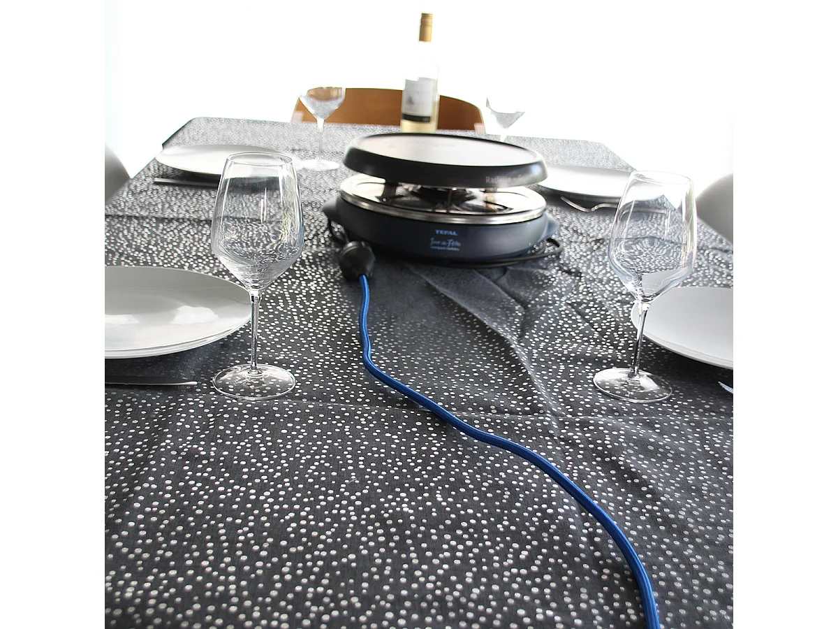 Prolongateur textile fiche plate 3m - Bleu et Noir - Chacon