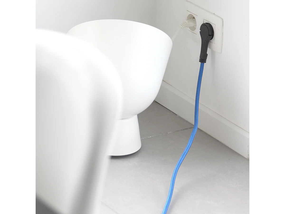 Prolongateur textile fiche plate 3m - Bleu et Noir - Chacon