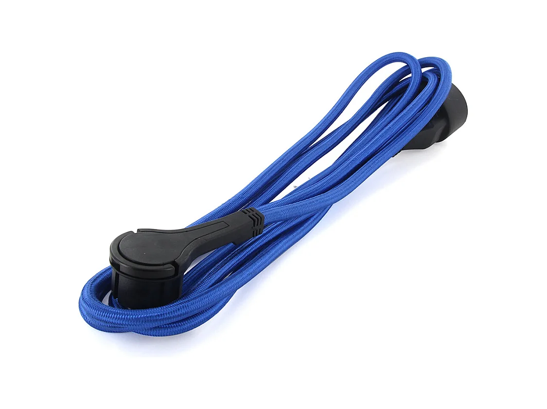 Prolongateur textile fiche plate 3m - bleu et noir - Chacon