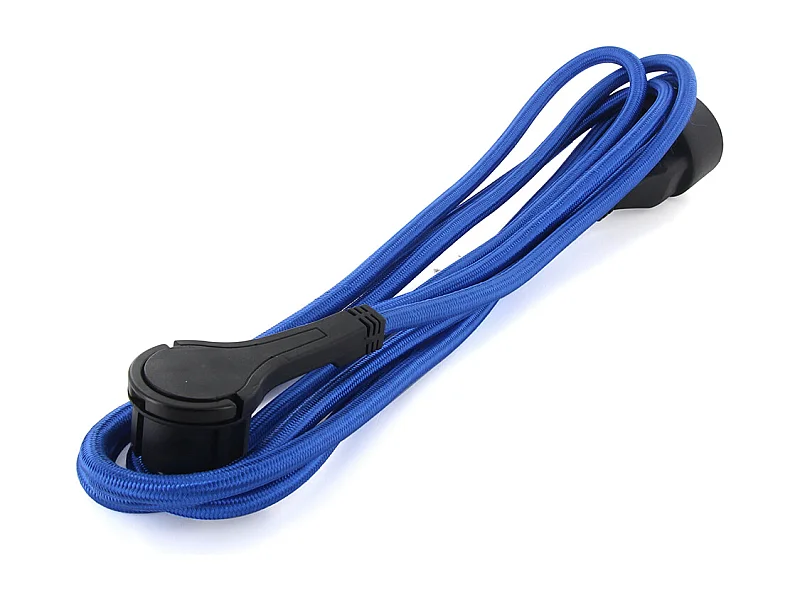Prolongateur textile fiche plate 3m - bleu et noir - Chacon