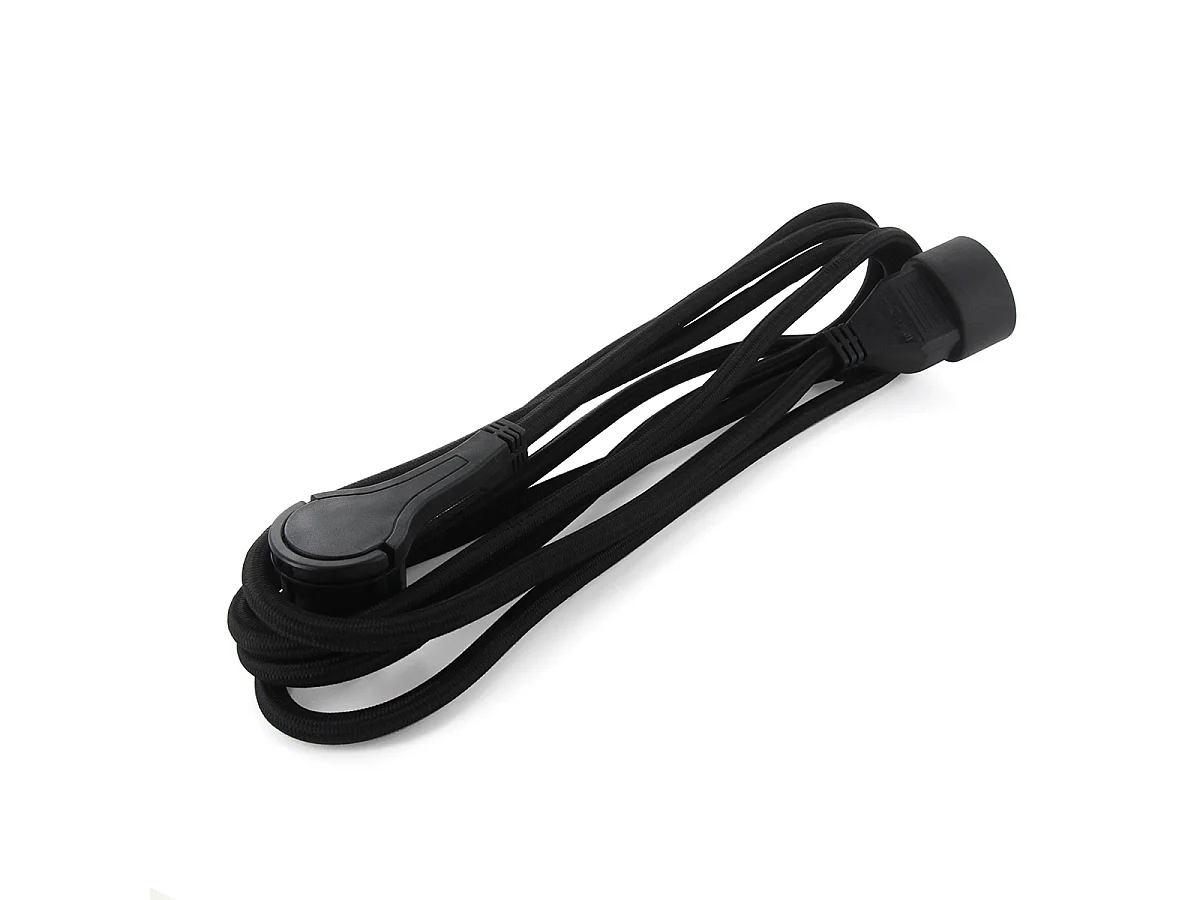 Prolongateur textile fiche plate 5m - noir - Chacon