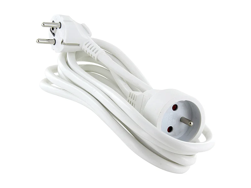 Prolongateur HO5VVF 3x1,5mm²- 3m - Blanc - Chacon