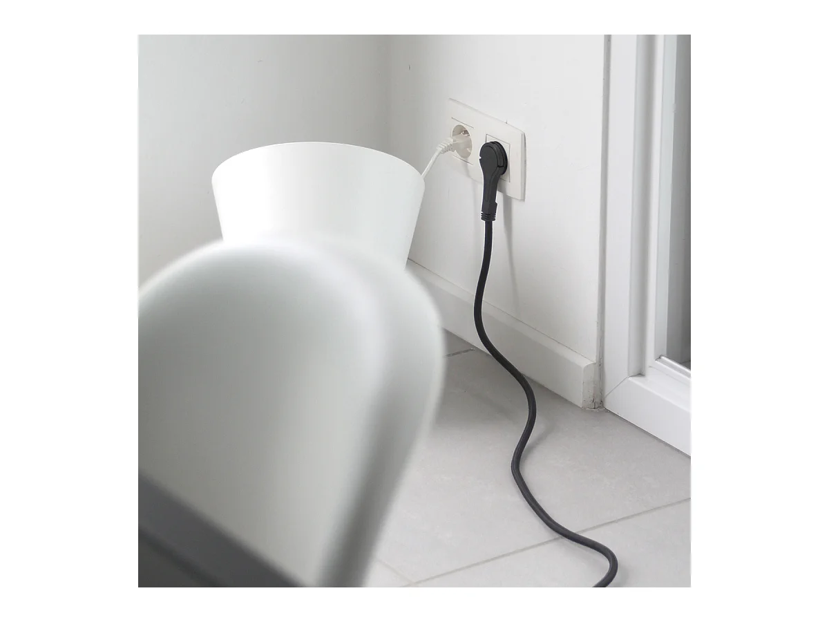 Prolongateur textile fiche plate 3m - Noir - Chacon