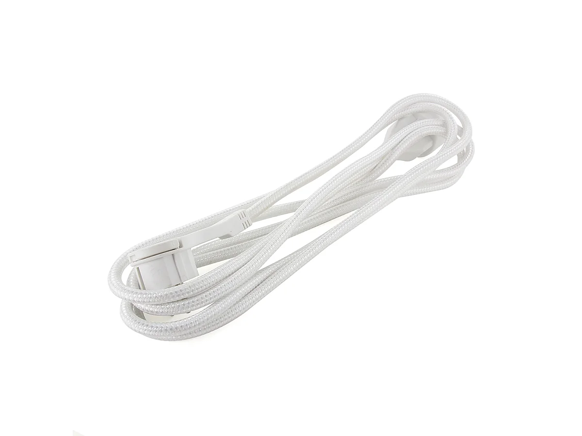 Prolongateur textile fiche plate 3m - blanc - Chacon