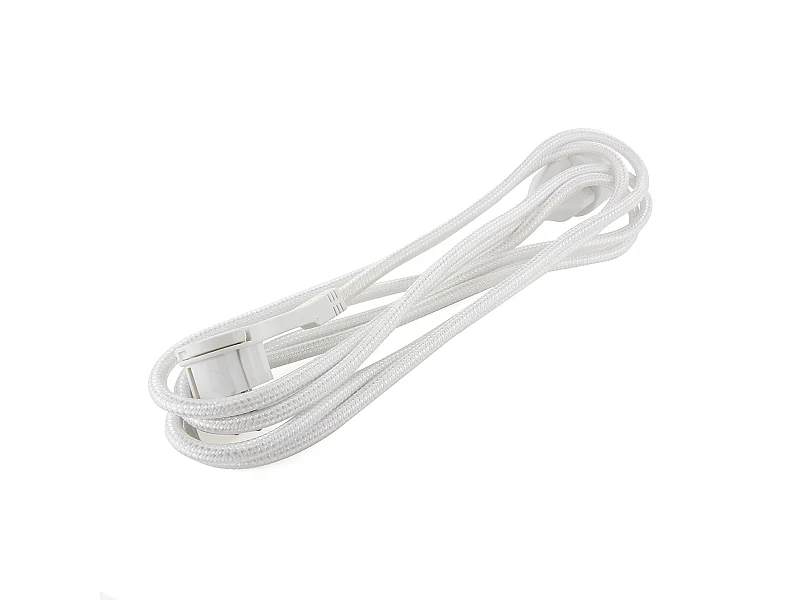 Prolongateur textile fiche plate 3m - blanc - Chacon