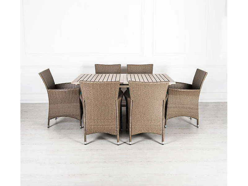 Solara set,  Set da esterno (Tav : 147/200cm x 90cm H. 75cm Sed : 60cm x 64cm H. 82cm)| Duzzle