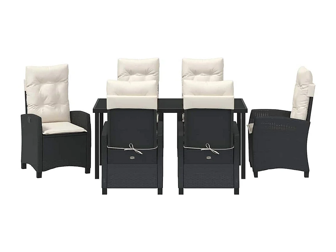 Ensemble de salle à manger pour jardin 7 pcs Noir polyrotin