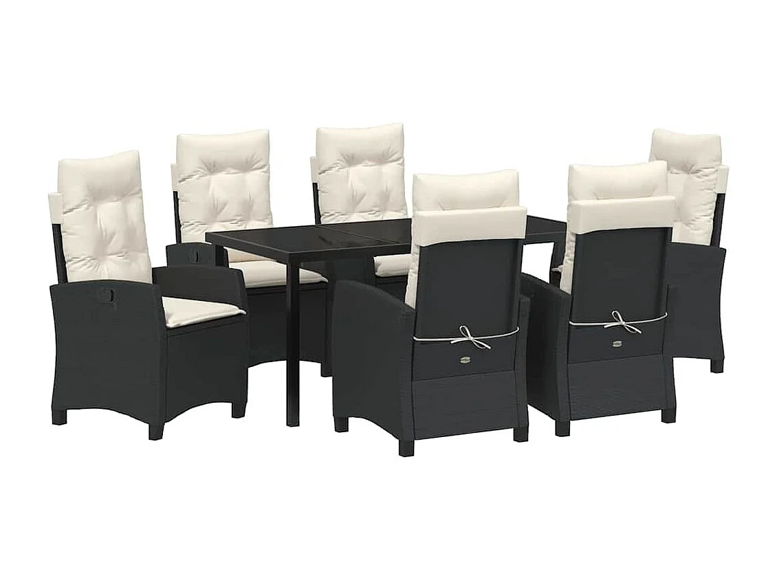 Ensemble de salle à manger pour jardin 7 pcs Noir polyrotin