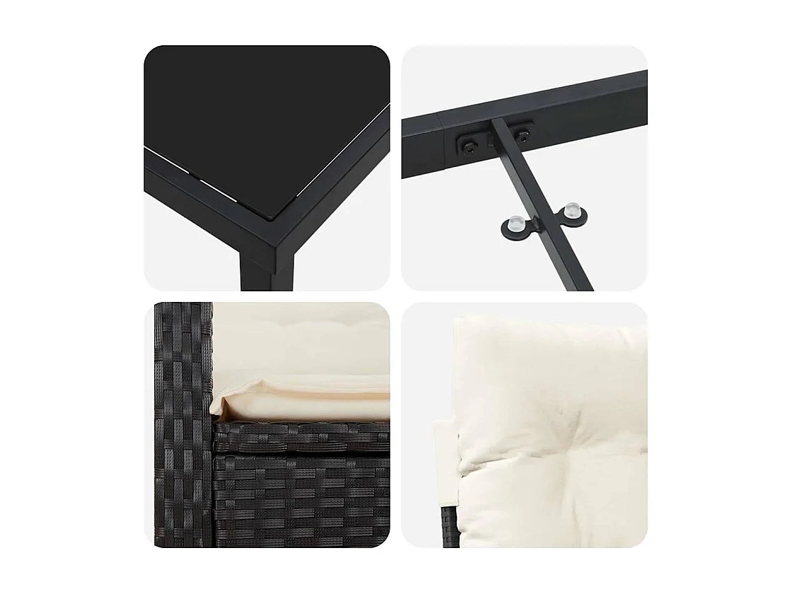 Ensemble de salle à manger pour jardin 7 pcs Noir polyrotin