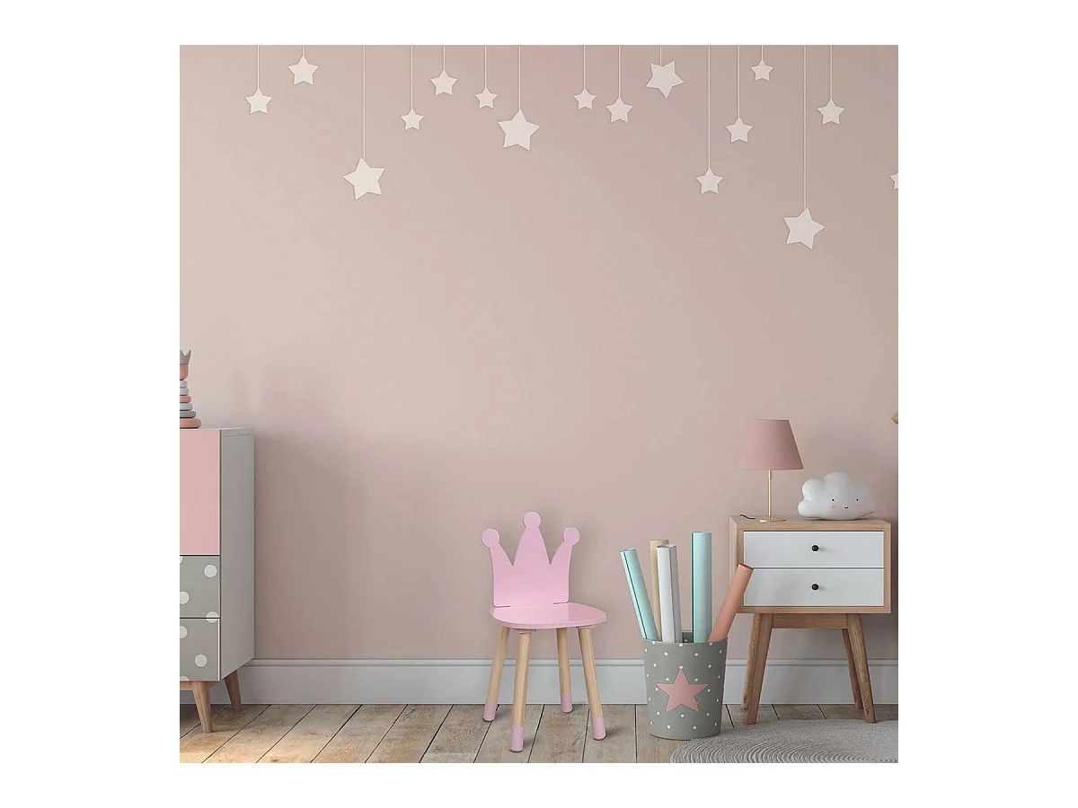 Chaise Enfant Rose, Piètement Nois naturel et Dossier Forme Couronne - ROYAUME