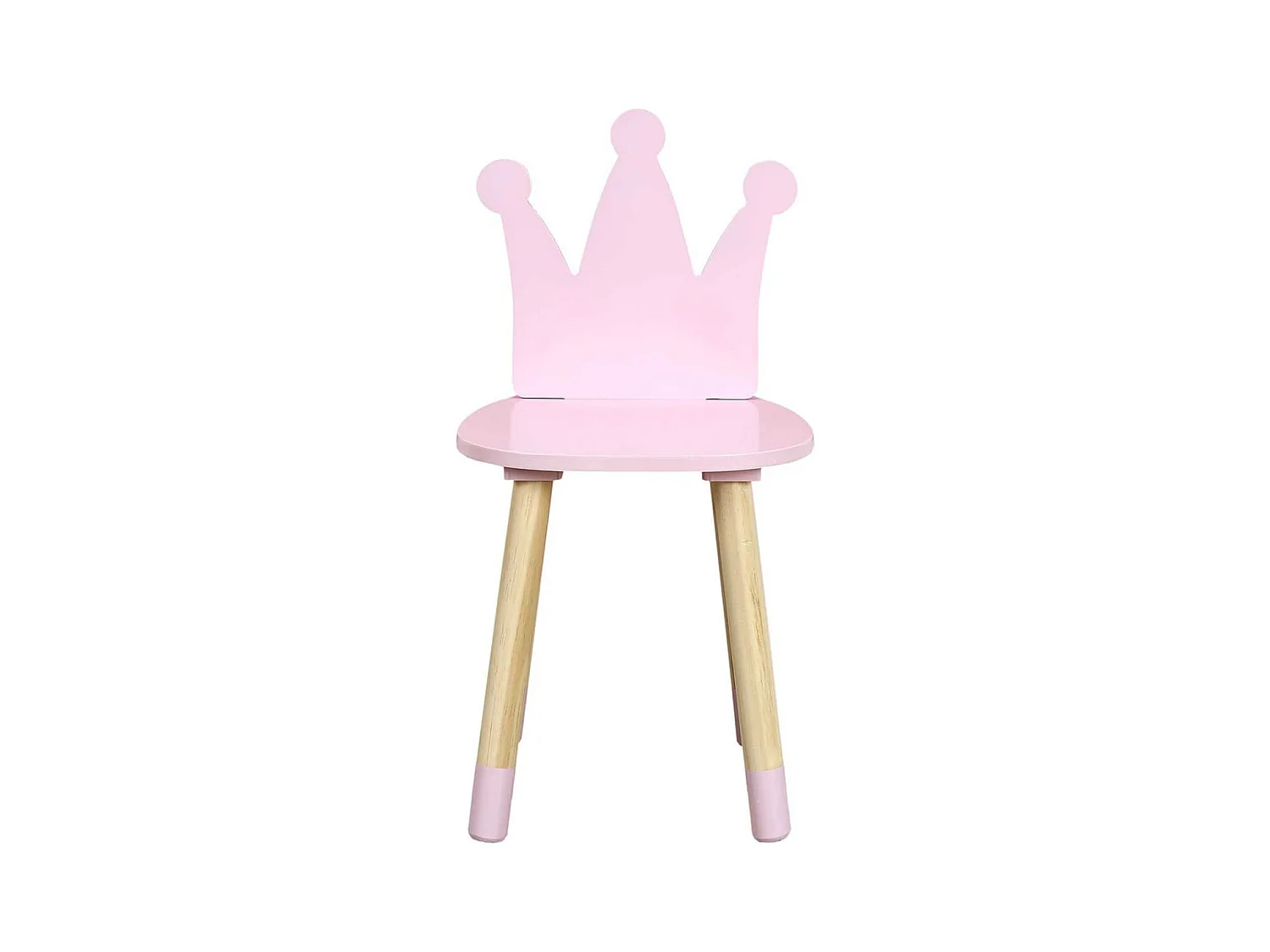 Chaise Enfant Rose, Piètement Nois naturel et Dossier Forme Couronne - ROYAUME