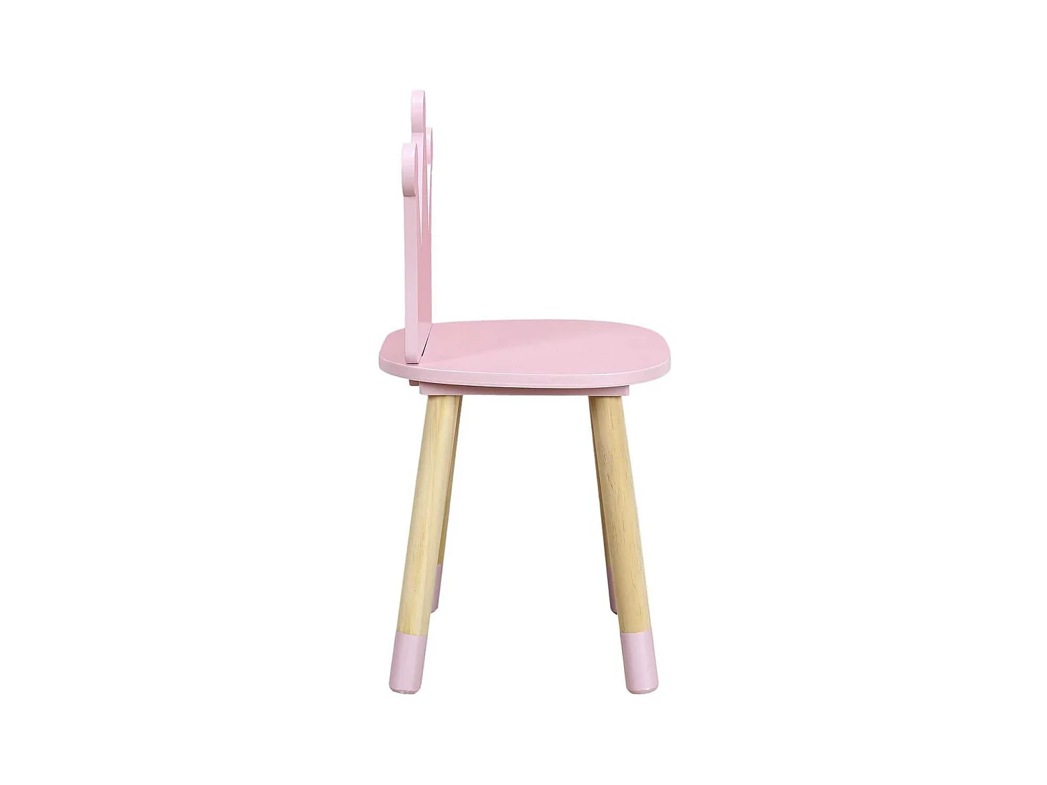 Chaise Enfant Rose, Piètement Nois naturel et Dossier Forme Couronne - ROYAUME