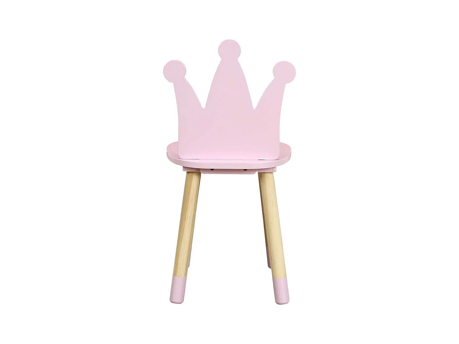 Chaise Enfant Rose, Piètement Nois naturel et Dossier Forme Couronne - ROYAUME