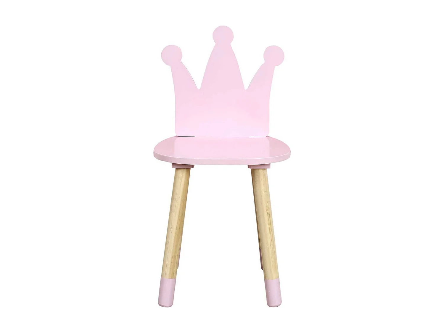Chaise Enfant Rose, Piètement Nois naturel et Dossier Forme Couronne - ROYAUME
