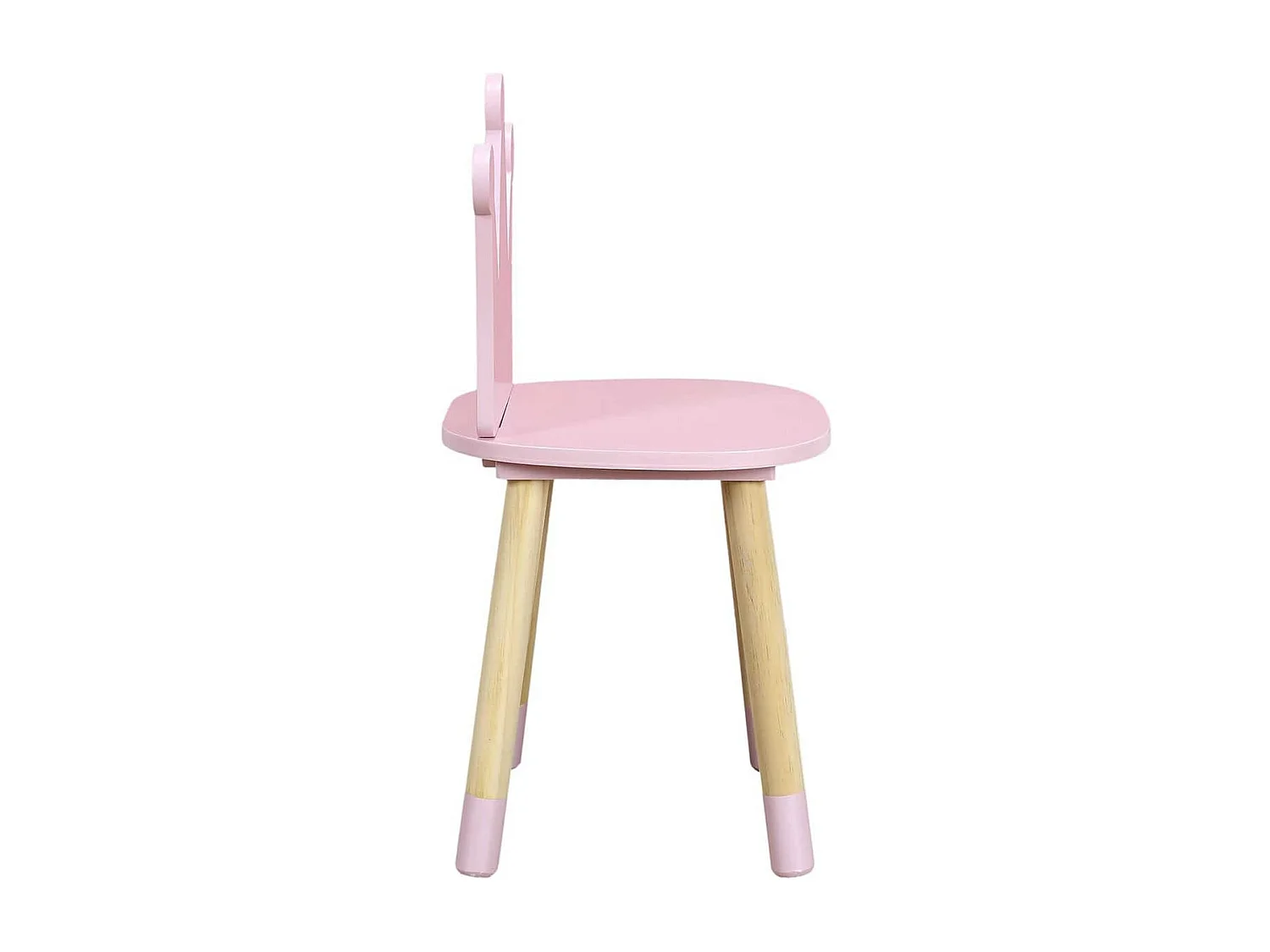Chaise Enfant Rose, Piètement Nois naturel et Dossier Forme Couronne - ROYAUME