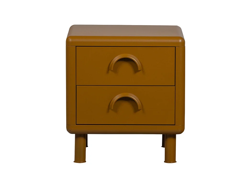 Rune - Table de chevet 2 tiroirs en métal - Marron