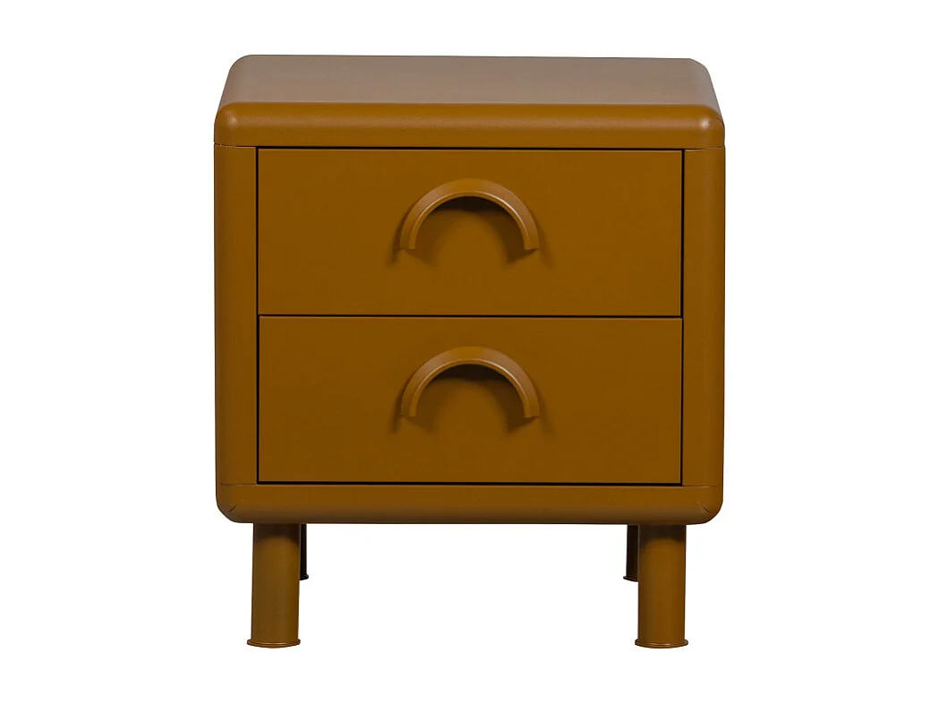 Rune - Table de chevet 2 tiroirs en métal - Marron