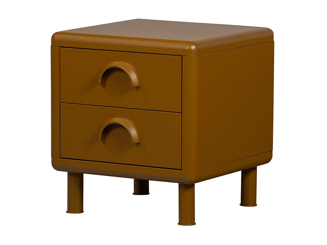 Rune - Table de chevet 2 tiroirs en métal - Marron