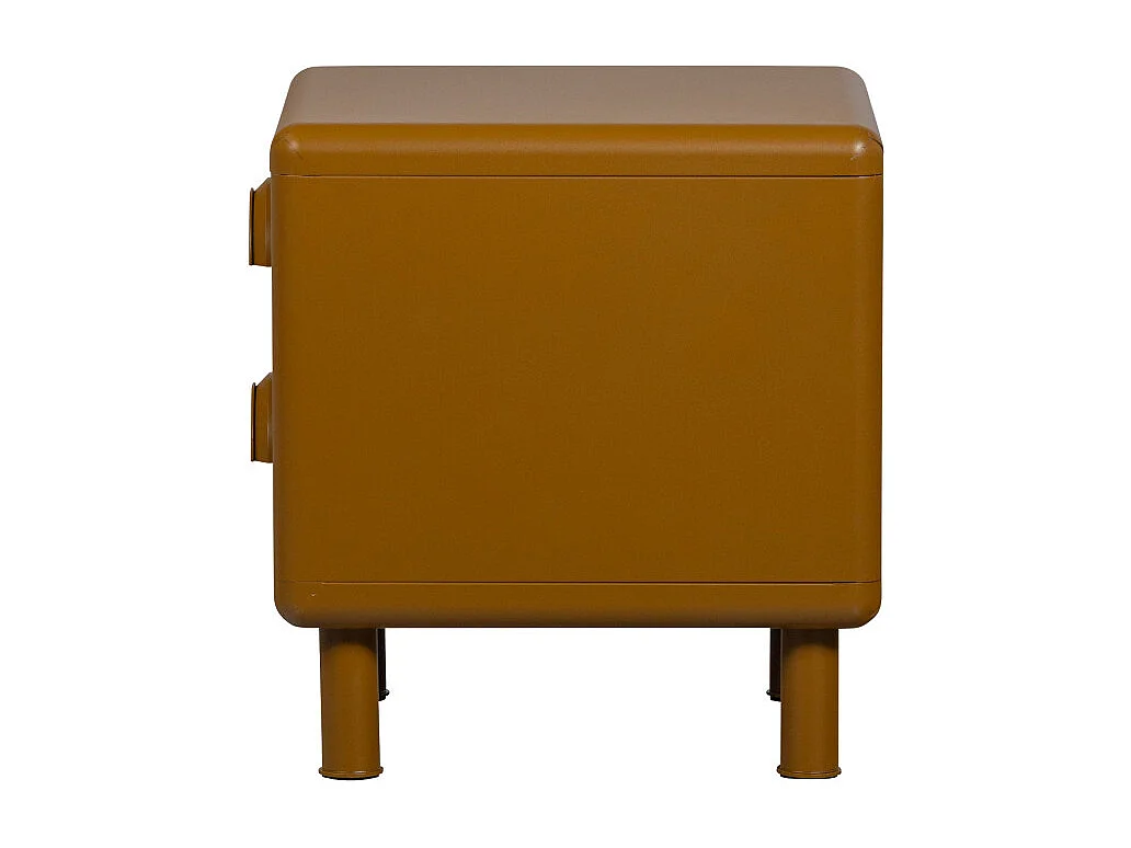 Rune - Table de chevet 2 tiroirs en métal - Marron