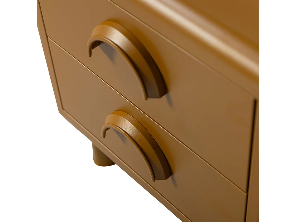 Rune - Table de chevet 2 tiroirs en métal - Marron