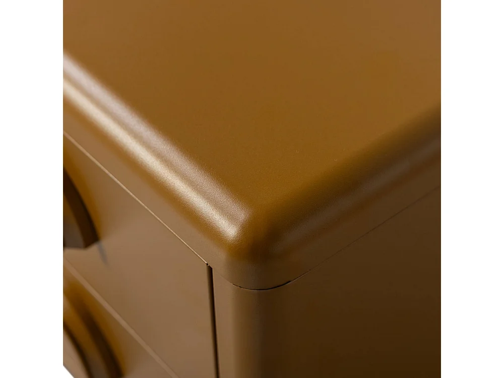 Rune - Table de chevet 2 tiroirs en métal - Marron