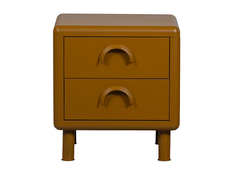 Rune - Table de chevet 2 tiroirs en métal - Marron