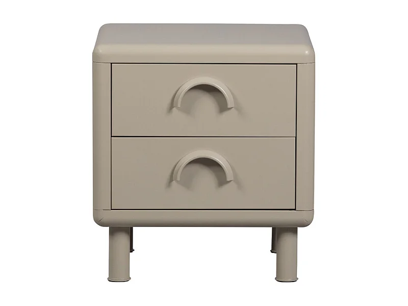 Rune - Table de chevet 2 tiroirs en métal - Beige