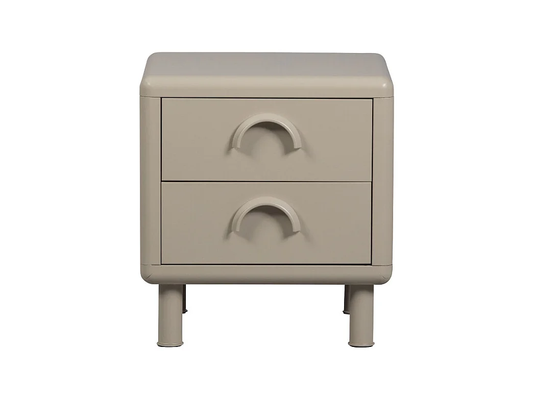 Rune - Table de chevet 2 tiroirs en métal - Beige