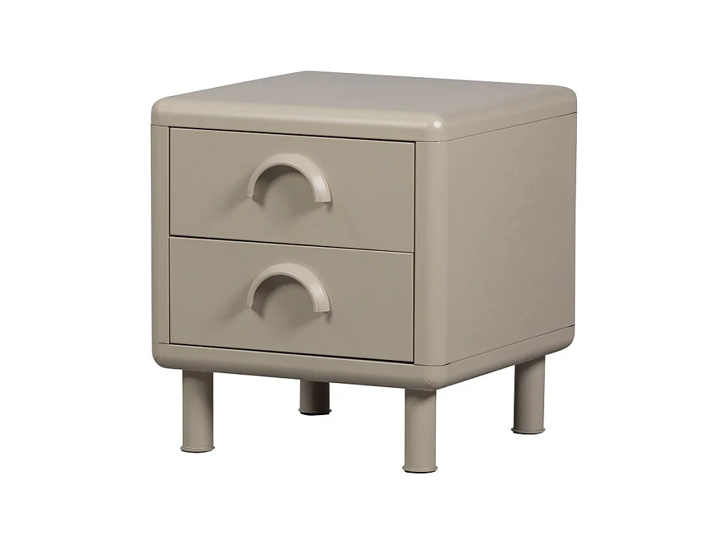 Rune - Table de chevet 2 tiroirs en métal - Beige