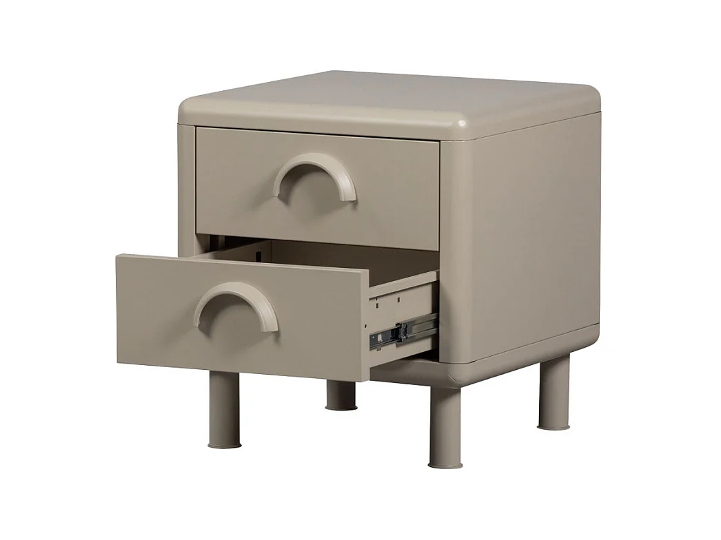 Rune - Table de chevet 2 tiroirs en métal - Beige