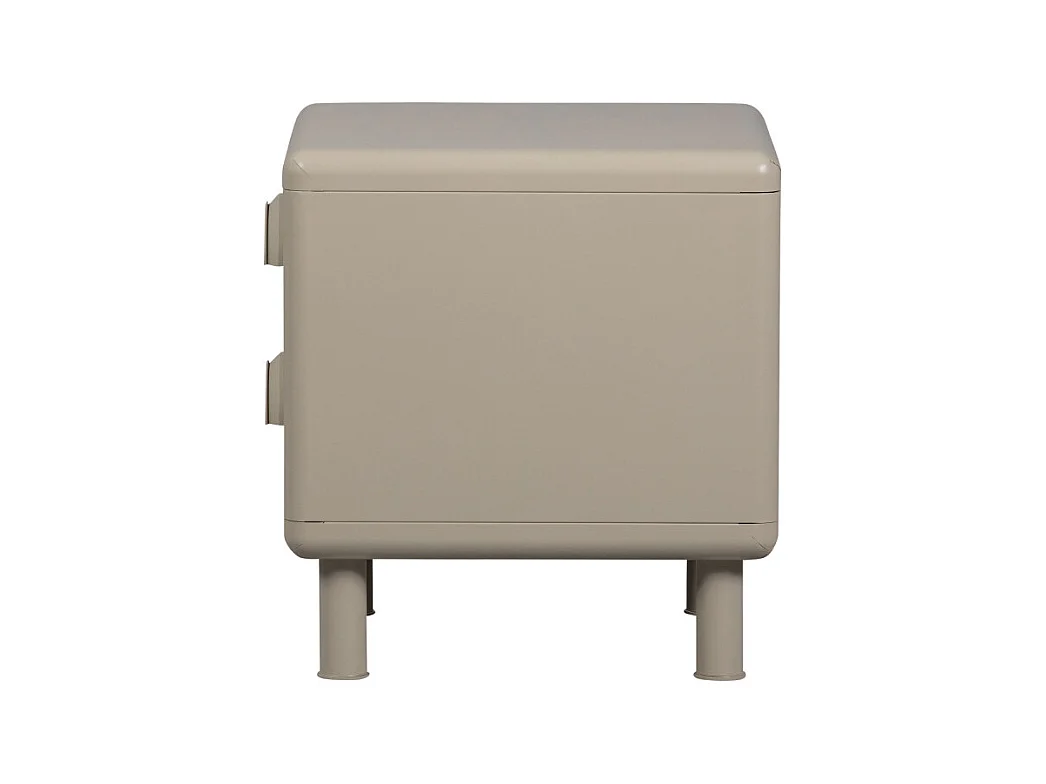 Rune - Table de chevet 2 tiroirs en métal - Beige