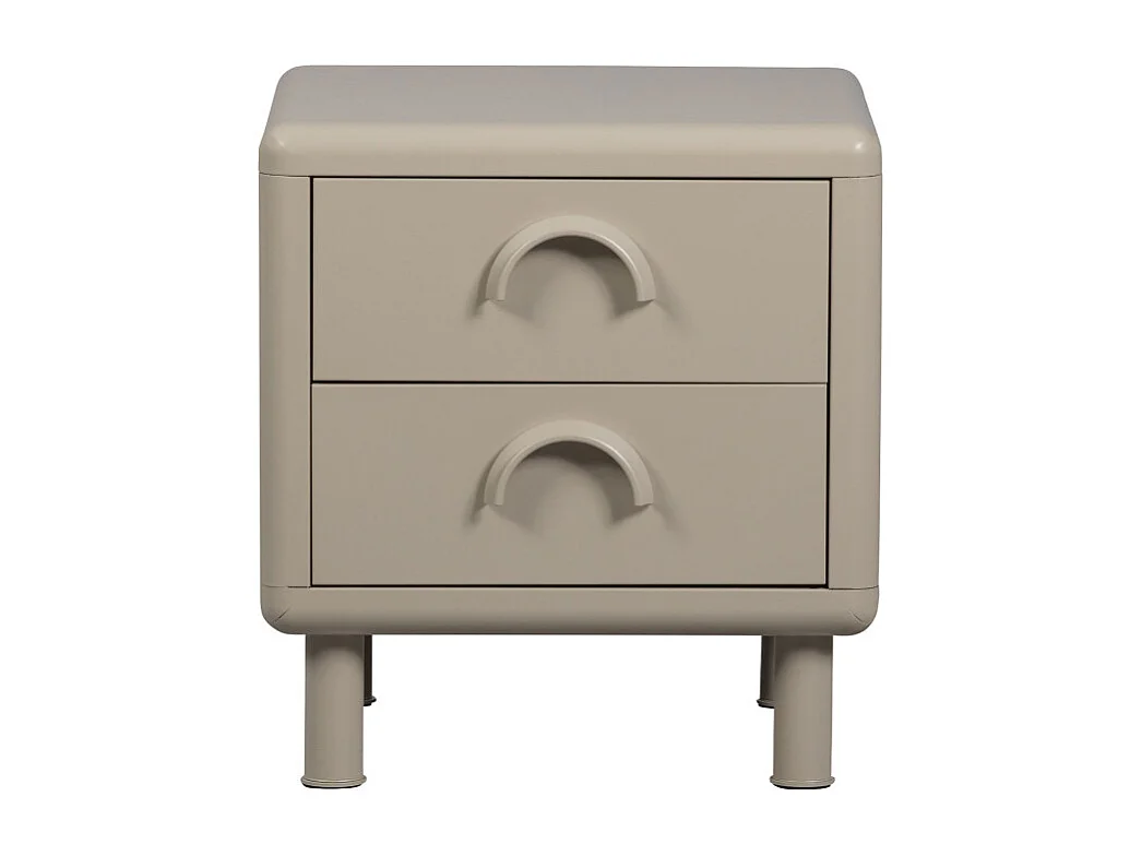 Rune - Table de chevet 2 tiroirs en métal - Beige