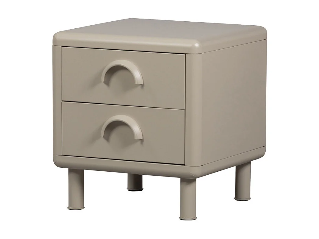 Rune - Table de chevet 2 tiroirs en métal - Beige