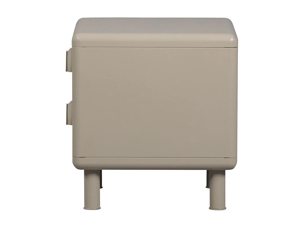 Rune - Table de chevet 2 tiroirs en métal - Beige