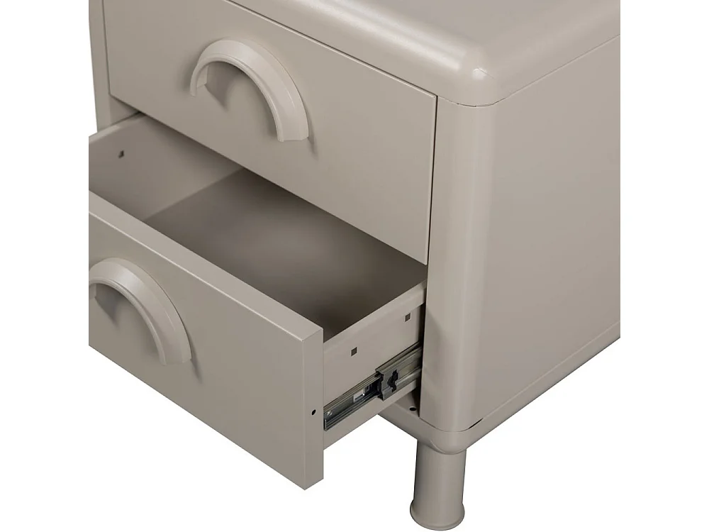 Rune - Table de chevet 2 tiroirs en métal - Beige