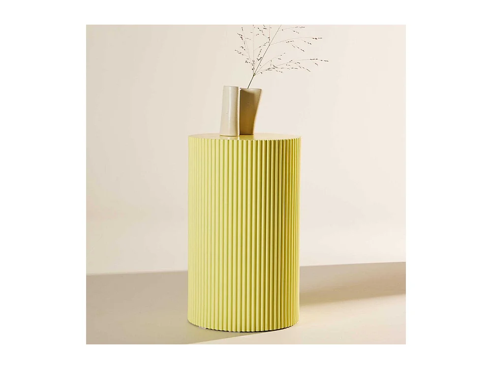 Table d'Appoint Nervurée "Lenox" 50cm Jaune