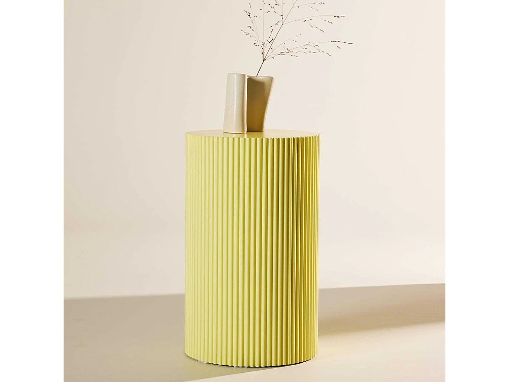 Table d'Appoint Nervurée "Lenox" 50cm Jaune