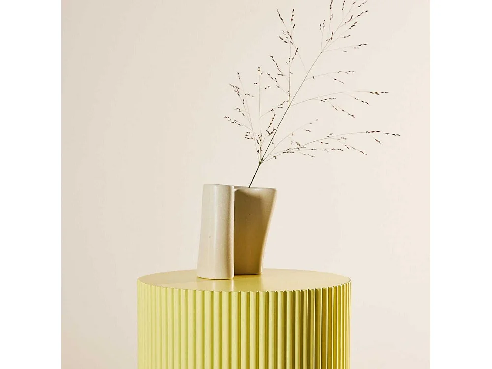 Table d'Appoint Nervurée "Lenox" 50cm Jaune