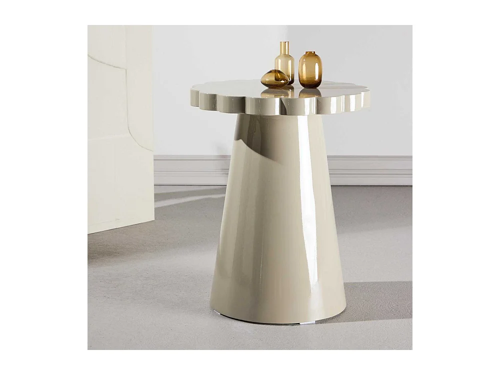 Table d'Appoint Design "Krull" 55cm Beige Laqué