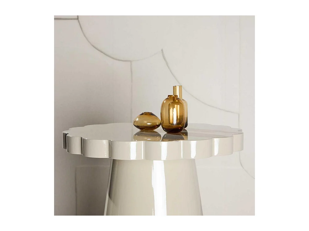 Table d'Appoint Design "Krull" 55cm Beige Laqué