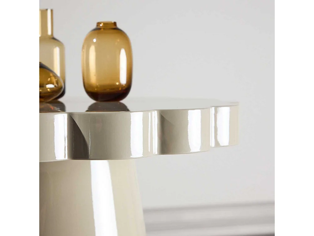 Table d'Appoint Design "Krull" 55cm Beige Laqué