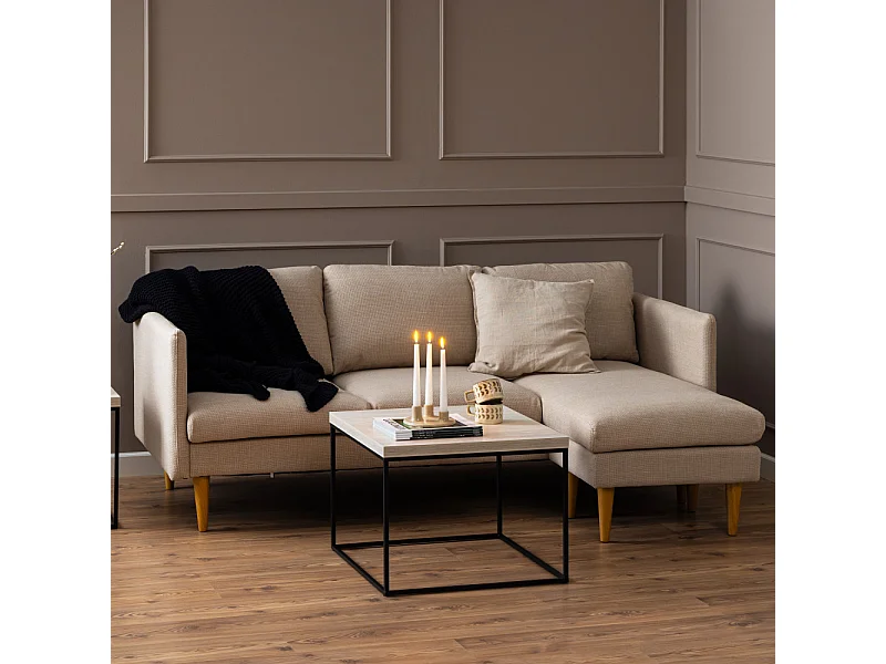 Verso - Canapé d'angle réversible 3 places en tissu - Beige